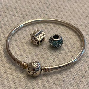 Pandora Moments Bangle with 2 charms included